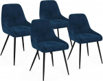 IDMarket - 4 Thalaya sinise sametist tooli komplekt k&auml;etoega