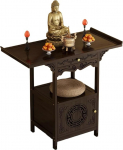 Kleiner chinesischer Altartisch mit Stauraum, Bambus-Opferschrank f&uuml;r Buddha, Meditations-Gebetsnische, Sockelschrein (50x40x100cm / 19,6" x15,7 x39,3)