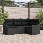 Gartensofa-Set Schwarz Poly-Rattan Gartenm&ouml;bel Model3345683