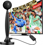 Magnetilise alusega teleantenn - 4K HD digitaalne teleantenn siseruumides kohalike kanalite jaoks - tugevdatud HDTV antenn 360&deg; pika vastuv&otilde;tuulatusega koos signaali v&otilde;imendajaga - teleantenn toetab k&otilde;iki