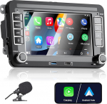 Apple Carplay autoraadio VW Golf 5 6 Polo T5 Tiguan Skoda Passat Jetta Caddy B6 B7 Touran Android auto, 7-tolline puutetundlik raadio Bluetooth/FM/AM/USB/RDS/Vahendi pildi tagasip&ouml;&ouml;rdega