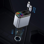 Autolaadija, sisset&otilde;mmatav, sigaretis&uuml;&uuml;taja USB C 147 W mobiiltelefoni kiirlaadija PD&QC3.0 autolaadija adapter 12 V USB auto tarvikud sisset&otilde;mmatav laadimiskaabel autolaadija &uuml;hildub MacBookiga,