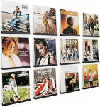 12 vin&uuml;&uuml;lplaadi seinahoidja, puidust vin&uuml;&uuml;lhoidja, vin&uuml;&uuml;lriiuli hoidja, seinahoidja, plaatide, CD-de, fotoalbumite ja kollektsioonide paigutamiseks (must)