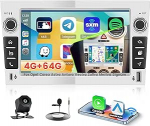 4+64G Android 15 Autoradio f&uuml;r Opel Corsa Astra Antara Vectra Zafira Meriva Signum mit Carplay Android Auto, 7 Zoll AutoRadio(silbern) Incell Touchscreen GPS BT EQ WiFi RDS FM SWC MIC Tagfahrkamera