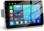 Traadita Carplay Android Auto Single DIN autoraadio, 10,1-tolline HD puuteekraaniga 1Din Car Stereo MP5 Player, toetab Bluetooth/MirrorLink/FM/USB2.0/AUX/Charging/kaugjuhtimine + tagurduskaamera
