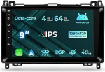 Upgrade 4+64GB Autoradio f&uuml;r Mercedes-Benz A-Klasse W169/ B-Klasse W245/ Viano & Vito W639/ Sprinter W906, 9-Zoll-Radio mit kabellosem Carplay/Android Auto Bluetooth 4G FM AM RDS DSP SWC (valikuline DAB)