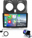 Hodozzy 2GB+64GB Autoradio f&uuml;r Nissan Qashqai J10 2006-2016 Carplay Wireless Android Auto, Android 9 Zoll Touchscreen Bildschirm mit Navi WiFi Bluetooth Mirrorlink HiFi FM RDS Canbus Tagfahrkamera