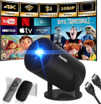 Mini projektor, 1080P 4K tugi 180&deg; p&ouml;&ouml;ramine Portable Streaming Projector, v&auml;ike videoprojektor toetab 2.4/5G Dual WiFi ja Bluetooth 5.0, Android ja iOS Smart Projector, Double Control