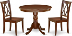 East West Furniture ANCL3-MAH-W 3-Piece Dining Room Set for Small Spaces, Includes Round Dining Table with Base and 2 Kitchen Dining Chairs, 36 x 36 inch, Mahogany
