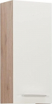 Pelipal Quickset 380 Bathroom Wall Cupboard in White Gloss / Sanremo Oak Terracotta, 30 cm Wide, Bathroom Wall Cabinet with 1 Door and 2 Shelves