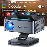 Beamer【1500 ANSI/Autofokus/360&deg;-Drehung】 XIWBSY Projektor 4k Google TV/Sprachsteuerung, WiFi 6 Bluetooth 5.3, 38000 Lumen, Heimkino/Outdoor Beamer Netflix