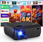 Mini Beamer mit WLAN ja Bluetooth, 1080P Native, 4K-Unterst&uuml;tzung, Premium-Lautsprecher, Smart Android TV OS, WLAN 6, Bluetooth 5.2 und automatischer Trapezkorrektur, schwarz