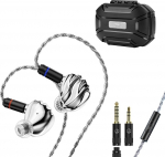 TRN Shell juhtmega m&auml;ngukomplektid mikrofoniga - 2025 HiFi stuudiok&otilde;rvaklapid, eemaldatav kaabel, 3,5 mm/4,4 mm pesa, 3 vahetatavat otsikut bassi/k&otilde;rge/laulu jaoks (h&otilde;bedane)