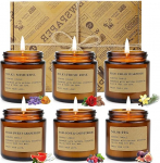 6 Pack l&otilde;hnak&uuml;&uuml;nlaid kinkekomplekt, kingitused naistele, sojavaha k&uuml;&uuml;nlad dekoratiivses purgis, l&otilde;&otilde;gastav toa l&otilde;hn, ema s&otilde;brad naine 120H p&otilde;letusaeg, vannijooga j&otilde;ulukingitused uusaasta s&uuml;nnip&auml;evad