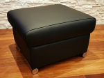 Quattro Meble Black Real Leather Stool Cowhide Seat Cube 60 x 55 cm