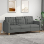 ZEYUAN 3 Seater Sofa Dark Grey 180 cm Fabric Sofa Living Room Youth Sofa Relax Sofa Sofas & Couches Sofa for Bedroom Youth Children's Room