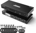 TESmart DisplayPort KVM Switch 4 PC 2 monitori, 4K@60Hz KVM l&uuml;litid EDID emulaatoritega, DCCI, L/R audio v&auml;ljund 4 arvutile, mis jagavad 2 monitori, Hotkey nupuvahetus koos sisendkaabliga