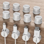 Isekleepuv kaablihoidja [360&deg; p&ouml;&ouml;ratav ja keeratav], Tesmax magnetilised kaabliklambrid, kaablihoidja, laud (valge, 12 tk)