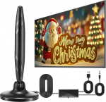 DVB-T/T2 antenn koos v&otilde;imendiga, siseruumides kasutatav antenni teleri jaoks, TV-antenn k&otilde;rge v&otilde;imendatud magnetilise alusega, 360&deg; vastuv&otilde;tu, toetab 4K/1080P HD-kanaleid ja k&otilde;iki telereid.