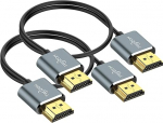 Twozoh Paindlik ja &otilde;huke HDMI-kaabel, 0,5 m, 2 tk, &uuml;li&otilde;huke, toetab suure kiirusega 4K@60 Hz, 18 Gbps, 2160p/1080p
