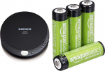 Lenco CD-010 Kaasaskantav CD-m&auml;ngija Walkman Diskman CD Walkman koos k&otilde;rvaklappide ja Micro USB laadimiskaabliga Must ja Amazon Basics eelladetud NI-MH AA akud 4 tk pakendis