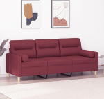 SECOLI Sofa 3 Seater 3-Seater Sofa 3-Seater Sofa Two Seater Sofa Sofas & Couches Small Sofa for Teenager's Room Sofa Living Room Couch 3 Seater Wine Red Fabric 3-Seater 3-Seater 180 cm