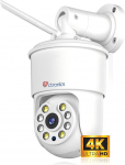 Ctronics 4K Outdoor Surveillance Camera, Suivi Car, Smart People/Vehicle/Animal Detection, 256GB TF/Cloud, Colour Night Vision, 8MP WiFi Camera Outdoor 2.4/5GHz, 24/7, Full Metal Housing