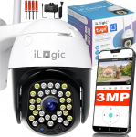 iLogic Surveillance Camera Waterproof Outdoor Camera PTZ Full HD WiFi 360 Degree Camera Outdoor Compatible with TUYA for Home WiFi Outdoor Camera Smart Life 2304 x 1296p 3mpx 4x Zoom Night Camera