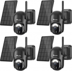 Ctronics 2K 3MP turvakaamera v&auml;ljas Solar Wireless Surveillance Camera WLAN aku 355&deg;/95&deg; p&ouml;&ouml;ratav PTZ PIR isiku tuvastamine kahesuunaline heli IP66