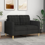 JUNZAI 2 Seater Sofa Black 120 cm Fabric Sofa Living Room Youth Sofa Relax Sofa Sofas & Couches Sofa for Bedroom Youth Small Room