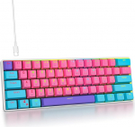 SOLIDEE mehaaniline m&auml;nguklaviatuur 60%, 61 klahvi kompaktne mehaaniline klaviatuur RGB taustavalgustus, 60% mehaaniline QWERTY klaviatuur, punane l&uuml;liti Win / Mac PC s&uuml;learvutile (61 roosa)