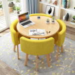 Rundes Esstisch-Set f&uuml;r 4 5-teilige Nisttische und St&uuml;hle, 80 cm Durchmesser, moderner Empfangstisch, Kaktendesign f&uuml;r kleine Personen, Farbe A1