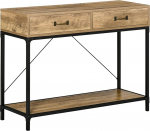 HOMCOM konsoollaud koridorilaud riiuli ja 2 sahtliga, 100 x 35 x 76,5 cm, k&uuml;ljelaud, diivanilaud, n&auml;ituselaud v&auml;ikesesse tuppa, sissep&auml;&auml;su, koridori, elutuppa, pruun + must
