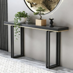 Generisch Schmale Konsolentische aus Glas f&uuml;r Flur, Wohnzimmer und Eingangsbereich, Elegante Sofatisch mit Massivholzplatte und Metallbeinen, kompaktes Design (80 x 30 x 80 cm).