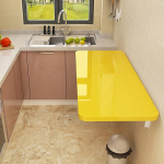 Raske seinale paigaldatud kokkupandav laud k&ouml;&ouml;gi s&ouml;&ouml;gituba pesuruumi t&ouml;&ouml;laud kollane 90x40 70kg kandev&otilde;ime