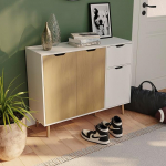 Vida Designs 1 sahtliga kapi elutuppa, magamistuppa ja s&ouml;&ouml;gituppa (Tamm ja valge, 3 ust, 1 sahtli)