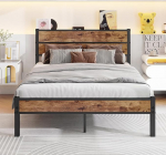 Voodi 140 x 200 cm metallist lamelliraamiga, metallist voodiraam 140 x 200 cm puidust peatoega, lihtne kokkupanekuga kaheinimesevoodi, k&uuml;lalisvoodi, noortevoodi, voodi all hoiuruumiga.