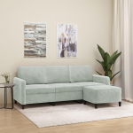 ZEYUAN 3201174 3-kohaline diivan koos tugitooliga, helehall, 180 cm, Samet, Lounge diivan, Diivanid ja diivanid, Relax diivan, Diivan elutuppa, 180 cm