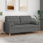 ARKEM 2-kohaline diivan dekoratiivsete padjadega tumehall 140 cm kangast diivanvoodi Small