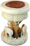 Kinaree TATAI Side Table - Flower Table with Elephants - Acacia Solid Wood Pedestal - Suar Wooden Stool Elephant Herd