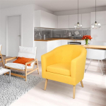 Tugitool, kangast diivanitool, kuue nupuga disain, elutoa m&ouml;&ouml;bel, elutuba, magamistuba, kontor, sisekujundus, 64 x 60 x 70 cm (kollane)