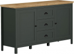 trendteam smart living - Stanton - K&uuml;ljepult - kuusepuu roheline / Evoke tamm - 4-kohaline kapp ja 3 t&auml;ispikendusega sahtlit - (S x K x S) 146 x 86 x 45 cm - Maakodu stiilis