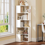 YITAHOME raamaturiiul, valge, 6 korrust, nurgariiul, L-kujuline riiul, dekoratiivne elutuba, magamistuba, t&ouml;&ouml;ruum, riiulite &uuml;ksus, 23,3 x 15,2 x 62,8 tolli (L x S x K)