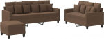 3-TLG. Sofagarnitur & Couchgarnitur Braun Stoff Eckcouch f&uuml;r Wohnzimmer, B&uuml;ro, Apartment (138 x 77 x 80 cm)
