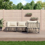 4-TLG. Garten-Lounge-Set mit Kissen Anthrazit Poly Rattan f&uuml;r Terrasse, Outdoor-Lounge-Set Poly Rattan als Gartenm&ouml;bel-Set Anthrazit