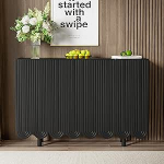 REXO Teardrop Sideboard vormitud ustega ja puksersangaga k&uuml;ljeplaat (must)