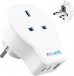 MyTravelPal&reg; &Uuml;hendkuningriigi ja Euroopa vaheline reisiadapter 3 USB-pordiga, MyTravelPal&reg; &Uuml;hendkuningriigi ja Euroopa vaheline USB-pistik, maailma ja Euroopa vaheline adapteripistik Saksamaa, Prantsusmaa, T&uuml;rgi, Kreeka jaoks (t&uuml;&uuml;p E/F).
