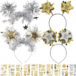 Aastavahetuse peapael, 4 t&uuml;kki 2025 Happy New Year Hair Band, uusaasta peopael, Star Hair Accessories, foto rekvisiidid, dekoratsioon lastele t&auml;iskasvanutele