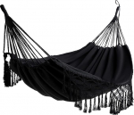 Hammock for Home Indoor ja Outdoor Boho Hammocks Macrame Double Hammock Large Cotton Soft for Two People Patio Backyard Porch Lawn and Garden (Black, 200 cm x 150 cm, 200 kg)