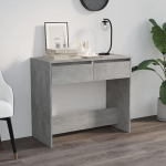 Homgoday Konsole Betongrau Holzwerkstoff 89x41x76,5 cm Deko-Flurtisch mit 2 Schubladen Model809570